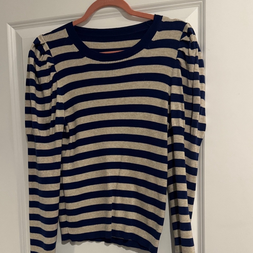 J. Crew Navy and Cream Striped Sweater